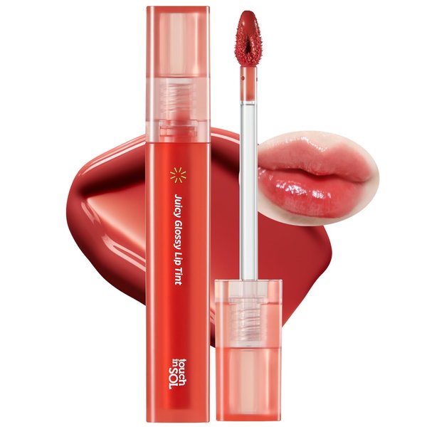 Touch in Sol Vegan Again Juicy Glossy Lip Tint - High Pigmented & Glossy Korean Lip Tint - Shiny Translucent Color - Glowy Hydrated Lips, Moisturizing and Plumping, 0.13 fl.oz. (05 Marshmellow)