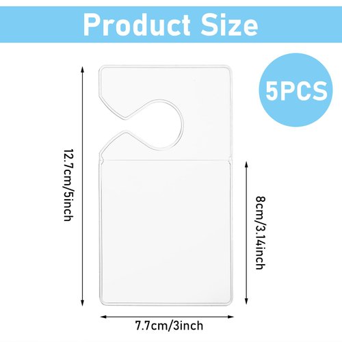 DSLSQD 5 Pcs Clear Parking Permit Holder, 77x127mm Parking Permit Hang Tag Holder Car Vertical Parking Lot Pass Rear View Mirror Hanger Temporary Parking Passes for Car Truck or Enterprises Office
