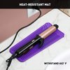 ZAXOP 2 Pack Heat Resistant Silicone Mat Pouch for Flat Iron, Curling Iron,Hair Straightener,Hair Curling Wands,Hot Hair Tools (Purple & Black)