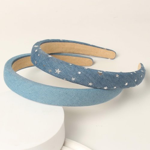 Cuizhiyu Denim Headbands for Women,0.78inch Padded Headband Girls Non Slip Hairbands Soft Fabric Hair Band Hair Accessories Pack of 6