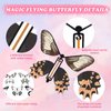 36 Pack Painting Butterfly Craft Kit for Kids, 24 Paper Butterflies and 12 Color Pens, Rubber Band Wind Up Butterfly Toy, Make Your Own Magic Flying Butterfly, Party Game,School Activity,Surprise Card