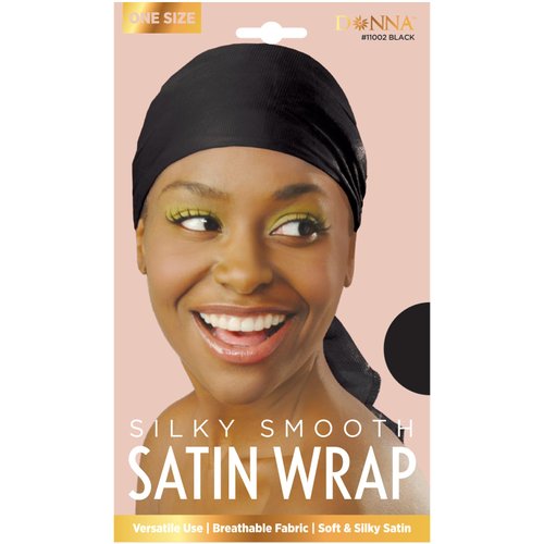 DONNA Satin Wrap, Silk Wraps, Satin Wrap for Women’s Hair for Face Wash for Makeup Hair Accessories Headbands BLACK Color