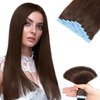 Jerriess Tape in Hair Extensions Human Hair, Professional Grade Remy Human Hair Tape in Extensions, Silky Texture &Full Thick Ends, 20pcs/40g Chocolate Brown, 14 inch(#4)