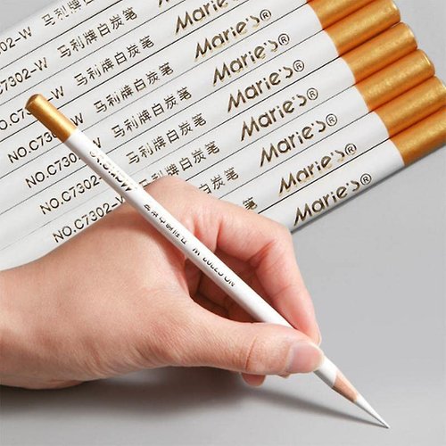 Marie's Charcoal Pencil Set - 12pcs/pk - White Free Cutting Paper Handle Charcoal Pencil C7302-W…