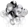 Mayen 50 Pcs 12 Inches Black Silver White Balloons Set, Black Marble Balloons, Silver Confetti Balloons, Birthday Party Decorations, New Years Eve Decorations, Silver Graduation Decorations