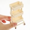 LUOZZY 2 PCS 1:12 Dollhouse Mini Shopping Cart 3 Tier Miniature Rolling Cart Storage Display Shelf with Wheels Dollhouse Furniture Accessory