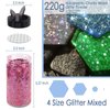 Matio Holographic Chunky Glitter, 7.8oz/220g Black Craft Glitter for Resin Chunky Nail Flake Sequin Mixed Fine Glitter Powder Bulk Holographic Glitter for Nail Art DIY Tumbler Cosmetic Festival Decor