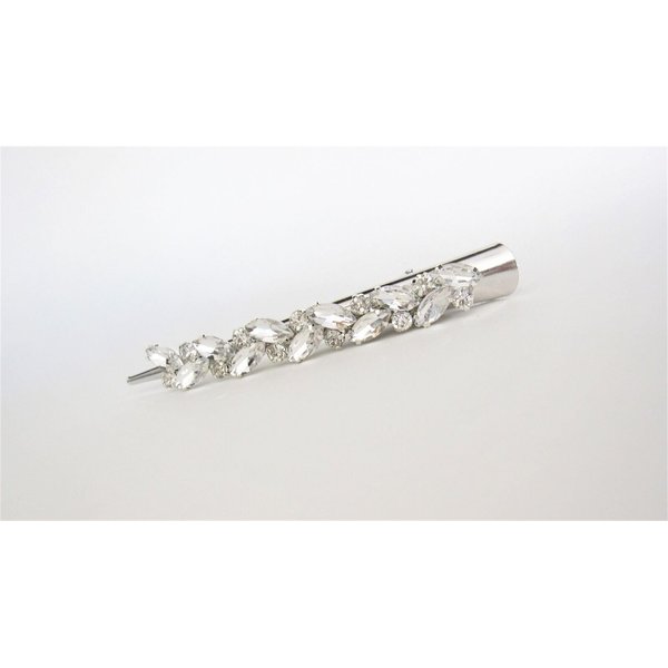 Generic Silver alligator hair claw clip with clusters of clear crystals (Length: 6)