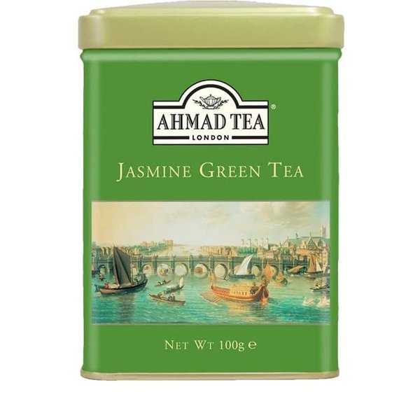Ahmad Tea Black Tea, Jasmine Black Tea Loose Leaf, Metal Tin 100g - Caffeinated and Sugar-Free