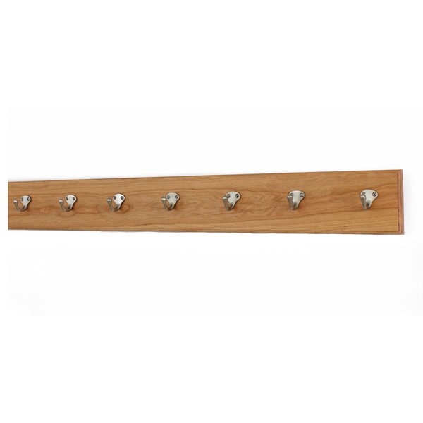 PegandRail Cherry Coat Rack with Satin Nickle Single Style Hooks 4.5" Ultra Wide (Cherry, 36" x 4.5" with 7 Hooks)