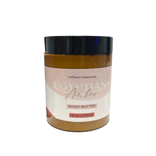 LE SHEA Egyptian Amber Whipped Body Butter with African Shea Butter, Mango Butter, Vitamin E Oil, Aloe Vera, Hydrating Skin Cream, Vegan Moisturizer, Plant Based Care for Dry Cracked Hands Feet 8 oz