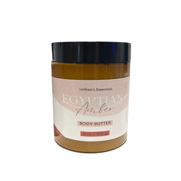 LE SHEA Egyptian Amber Whipped Body Butter with African Shea Butter, Mango Butter, Vitamin E Oil, Aloe Vera, Hydrating Skin Cream, Vegan Moisturizer, Plant Based Care for Dry Cracked Hands Feet 8 oz
