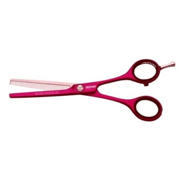 Jaguar Shears White Line PASTELL PLUS Thinning 40 Teeth,Professional, Steel Hair Cutting Scissors for Salon, Hairdressers and Barbers, Offset Design, Made in Germany