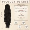 BARSDAR Drawstring Ponytail Extension, 26 In Long Wavy Ponytail Hair Extensions for Women Synthetic Black Clip in Pony Tails Hairpieces Girls Daily Party Halloween (Off Black)
