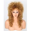 Lucoacos Womens Brown Long Curly Wig 80s Rocker Mullet Wig Halloween Party Costume Wig