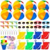 FUTUREPLUSX 56PCS Pool Party Favors, Beach Party Favors for Kids, Including Beach Balls Bulk, Sand Toys, Sunglasses, Summer for Supplies Birthday Party