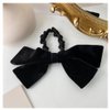 Black Velvet Scrunchies with Bow Bowknot Rubber Bands for Hair Tie Black Scrunchies for Hair Velvet Ponytail Holder Elastic Hair Bows for Girls Hair Accessories for Women