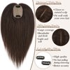 RUWISS Human Hair Topper Crown Topper Hair Pieces for Women Short Wiglet Topper for Thinning Hair 6 * 9CM Silk Base 100% Real Human Hair Clip in Topper No Bangs 14Inch 33g（Dark Brown）