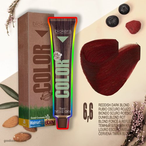 Natural Organic Hair Color Dye PERMANENT by Salerm Biokera (25 mins) (6,6: Reddish Dark Blond),2.3