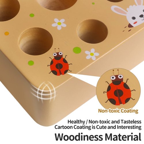 Skrtuan Wooden Toys for 1 2 3 Year Old Toddlers Baby Boys and Girls, Montessori Toy Carrot Harvest Game Shape & Sorting Matching Puzzle, Educational Developmental Birthday Gifts for Babies 6-12 Months