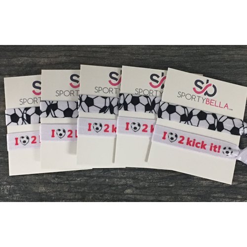 Infinity Collection Soccer Hair Accessories, 5 Sets of Soccer Hair Ties, No Crease Soccer Hair Elastics Sets for Soccer Teams & Soccer Party Favors