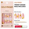 GoldFinger Trendy False Nails Kit, Long Almond Shape Design Nail, Pink & Flower Print, Ready to Wear Gel & Manicure Stick included, Long-Lasting Convenient & Easy to Apply