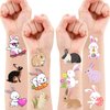 82 PCS 8 Sheet Funny Cute Bunny Temporary Tattoos Sticker Rabbit Animal Themed Birthday Party Decorations Favors Supplies Gifts Ideas for Girls Boys Baby Showers Prizes Cute Tattoo School Reward