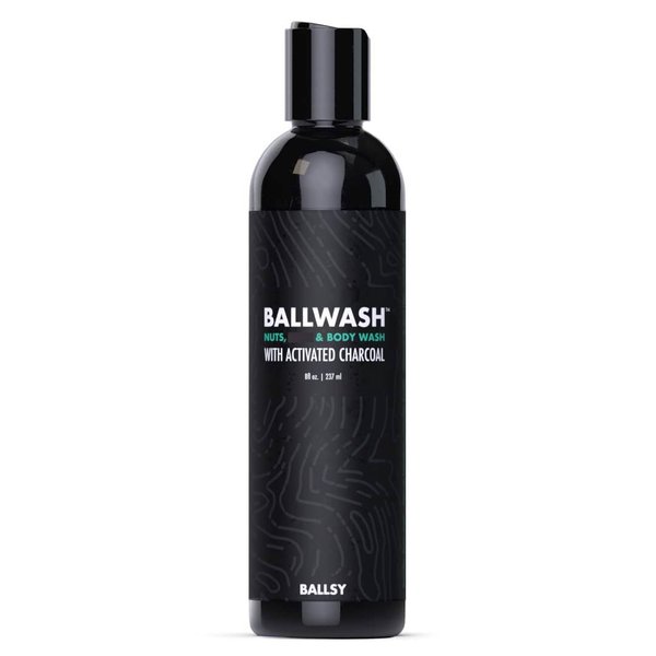 Ballsy Ballwash Charcoal Body Wash for Men - Moisturizing Men’s Bodywash with Coconut Oil – Soap for Men & Great for your Most Intimate Areas, 8oz