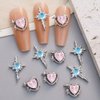 16 Styles Luxury Moon Star Nail Charms for Acrylic Nails Alloy Rhinestone Star Moon Nail Art Charms 3D Bow Butterfly Silver Nail Charms Y2k Nail Accessories Metal Nail Jewels for Nail Art Supplies