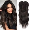 PORSMEER Hair Toppers for Women 18 inch Wavy Curl Hair Topper for Women Synthetic Hair Pieces for Women with Thinning Hair Clip In Hair Topper Wiglets with Fringe (Natural black with Hihglights)