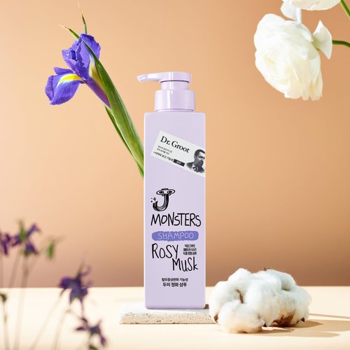 Dr. Groot J Monsters Scalp Purifying Shampoo Set (Rosy Musk, 16.1fl oz) - Odor-Masking Hair Care Set for Thin Hair, Biotin, Sulfate-Free | Korean Skincare