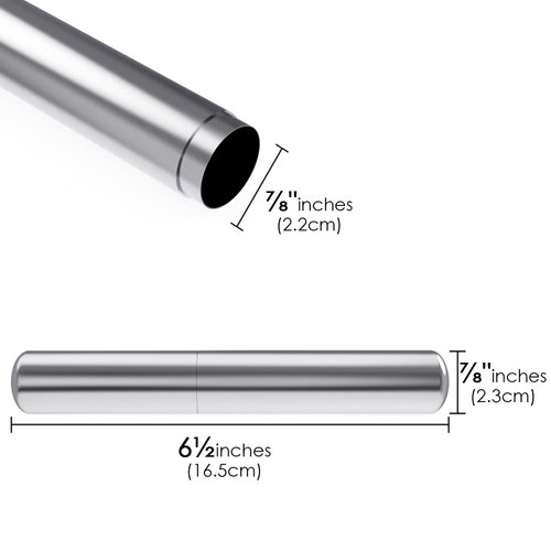 Linkidea 2 Pack Cigar Case Tube for Cigars Up to 52 Ring Gauge, Stainless Steel Opening Dia 0.8" Carrying Cigar Box, Portable Single Cigar Holder for Travel and Daily Use (Silver)