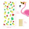 Kesote 100 Pieces Hawaiian Tropical Cellophane Treat Bags, Clear Pineapple Flamingo Goodie Candy Snack Bags Bulk with Twist Ties for Hawaiian Tropical Luau Summer Tiki Bar Party Favor Supplies