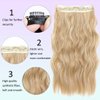 Clip in Halo Hair Extensions: Invisible Wire Hair Extension with Adjustable Size Transparent Headband 4 Secure Clips 20 Inch Long Curly Wavy Light Brown Mixed Blonde Secret Hairpieces for Women