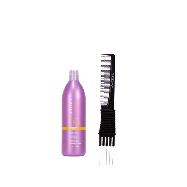 kuss Inebrya Ice Cream Liss-Pro Shampoo (33.8 oz) with Teasing Comb Pack of 1