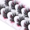 False Eyelashes with Color Deep Pink Color Lashes Fluffy Faux Mink Lashes Cat Eye Dramatic Color Eyelashes Party Long Strip Lashes Pack