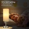 Touch Table Lamp for Bedroom Nightstand - Bedside Lamp with USB-C USB-A Charging Ports White, 3 Way Dimmable Control Small Lamp Fabric Shade Silver Base for Bedroom, Office, Living Room, Reading
