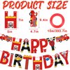 Firetruck Happy Birthday Party Banner Firemen Birthday Party Bunting Banner Flag Garland for Kids and Adults Fire Truck Theme Birthday Party Supplies For Boys Firefighter Fire Engine Rescue Party Decortaions