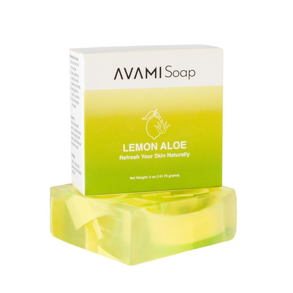 AVAMI Moisturizing Natural Body Wash Bar Soap for Bath or Shower - Refresh, Cleanse, Soothe and Protect Your Skin Naturally - Lemon Aloe (5OZ/141.75g)