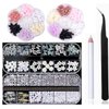 TONOKAILS Nail Rhinestones Set, Nail Crystal Nail Art Gems Nail Crystals Clear Rhinestones Mix Sizes Crystal Rhinestones + 1 Pcs Rhinestone Picker Dotting Pen + 1 Pick Up Tweezer