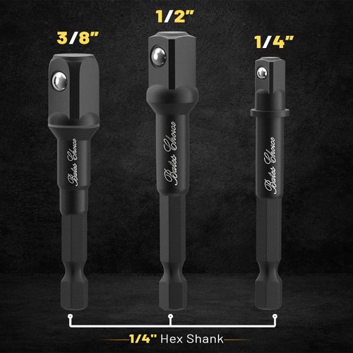 Bates- Impact Socket Adapter Set, 3 PCS, 1/4", 3/8" and 1/2", with Holder, Socket Adapter Set, Impact Socket Adapter, Socket Adapter Set, Socket Adapter for Drill, Impact Driver Socket Adapter