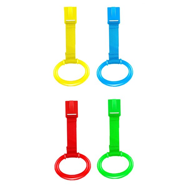 4pcs Walk Assistant Plastic Baby Crib Pull Rings for Baby Baby Pull Up Rings Cot Hanging Rings for Infant Baby Toddler Practice Tool (4 Colors)