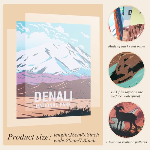 Gersoniel 16 Pieces National Park Posters Vintage of 16 Travel Prints Wall Art Abstract Wall Art and Mountain Print Set Abstract Travel Unframed for Living Room Bedroom Bathroom Decor (Vintage Style)