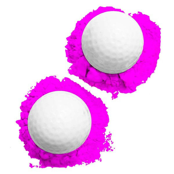 J&M Gender Reveal Golf Ball for Baby Showers and Reveal Parties. All Natural Holi Powder. 2 Pack. (Pink)