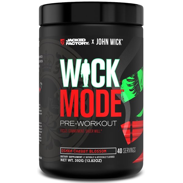 Jacked Factory X John Wick - Wick Mode Pre Workout Powder - Intense Energy, Battle-Ready Focus, Unstoppable Commitment, and Sheer Will - 40 Servings, Osaka Cherry Blossom