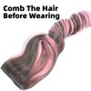 Vieuinaux 18inch Long 3/4 Full Head One Piece Curly Wave Short Clips in on Synthetic Hair Extensions Hair Pieces for Women 5 Clips Hairpieces (Brown/Light Pink Mixed)