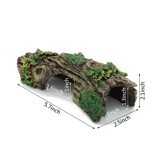 JIH Aquarium Decorations Resin Hollow Tree Trunk Ornament, Bettas House Cave Wood House Decor for Fish Tank (HS-SP207)