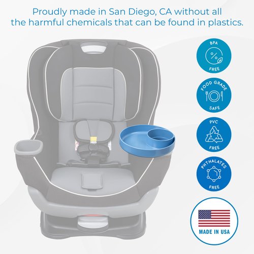 My Travel Tray/Round - USA Made. Easily Convert Your Current Cup Holder to a Tray and Cup Holder for use with Car Seats, Booster,Stroller and Anywhere You Have a Cup Holder! (Sky Blue)