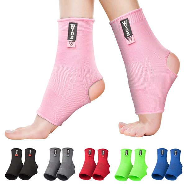 WYOX Ankle Compression Sleeve - Heel Compression Support, Ankle Sleeves for Women, Compression Wrap for Ankle, Compression Ankle Brace, and Ankle Support Sleeve for Recovery (Pink L/XL)