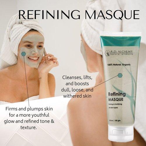 RD Alchemy - 100% Natural & Organic Refining Firming Mask - Purifying, Oil Absorbing Clay Mask for Clear, Refined Skin and Pores. Visibly Firms and Uplifts Face while Reducing Redness